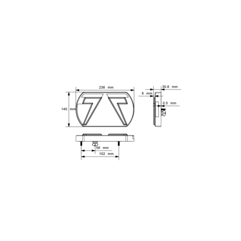 achterlicht glo trac LED 5 PIN's bajonet rechts 12V