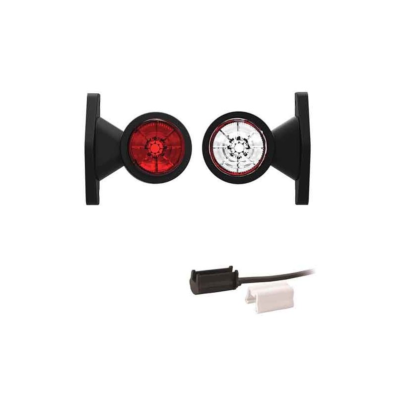 feu d'encombrement rouge/blanc universel P&R câble 200mm, 1,5mm² 12/24V