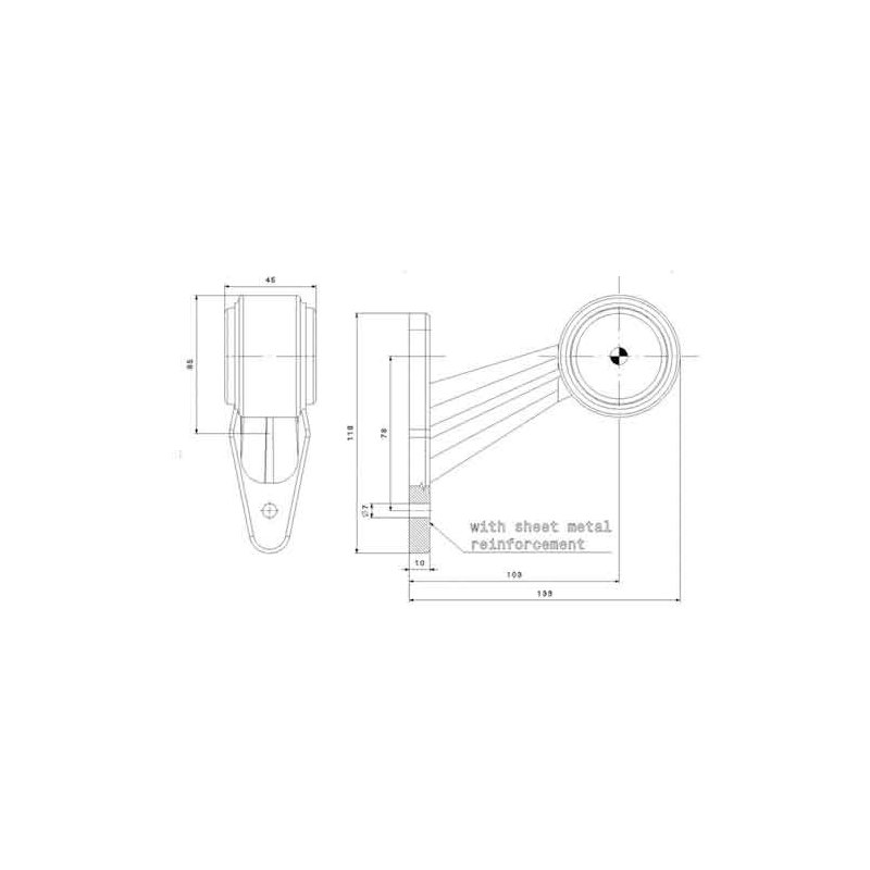 feu d'encombrement rouge/blanc gauche P&R câble 200mm, 1,5mm² 12/24V