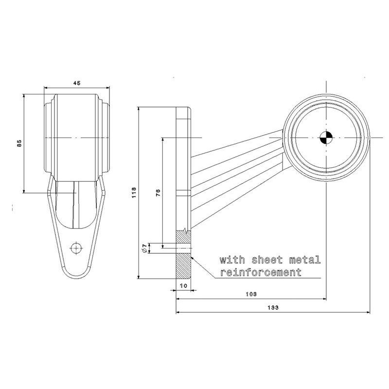 feu d'encombrement rouge/blanc droit câble 200 mm 12/24V