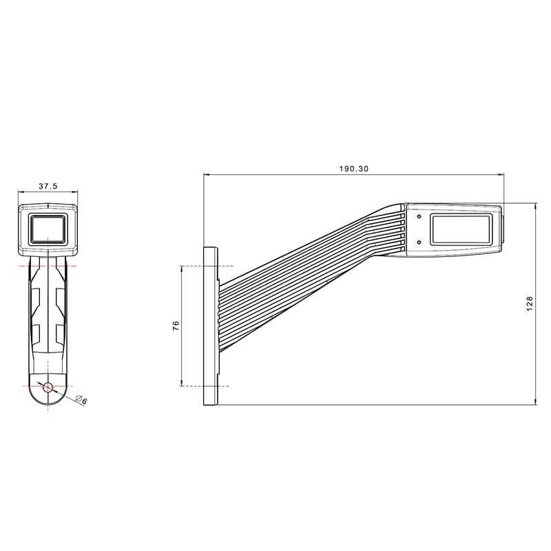 feu d'encombrement rouge/blanc/orange gauche câble 300mm 12/24V