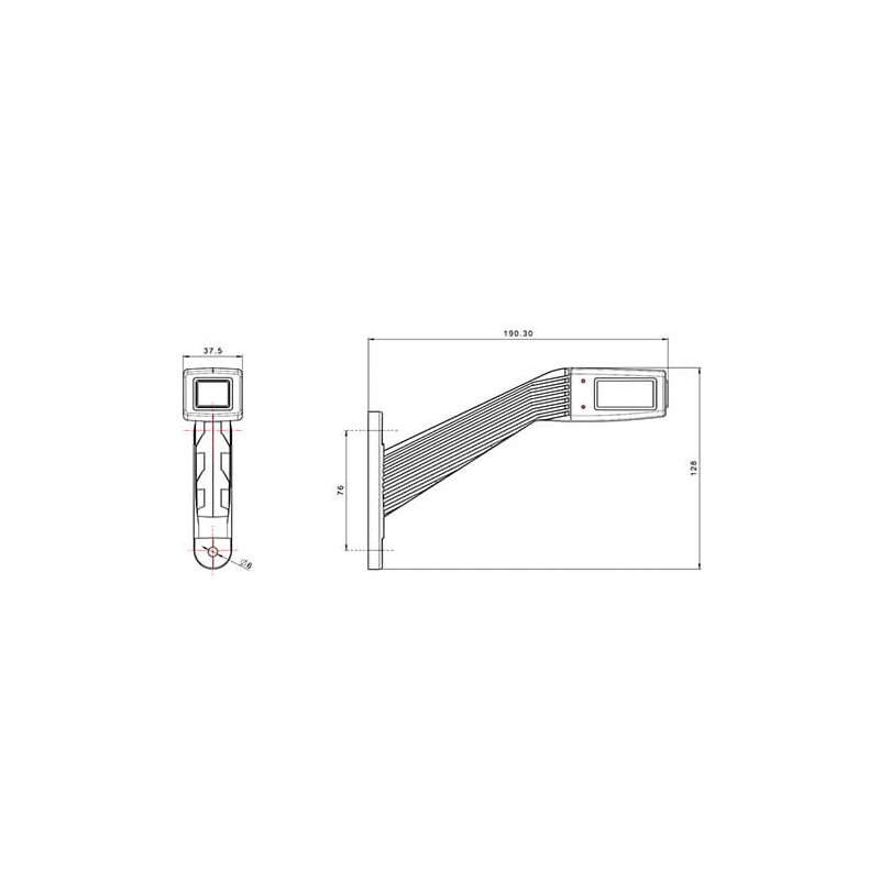 Umrissleuchte rechts Kabel 300mm 12/24V
