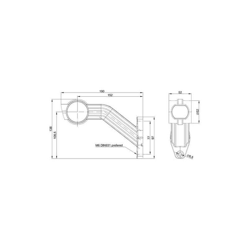 contourlamp rood/wit/oranje links kabel 200mm IP68 12/24V