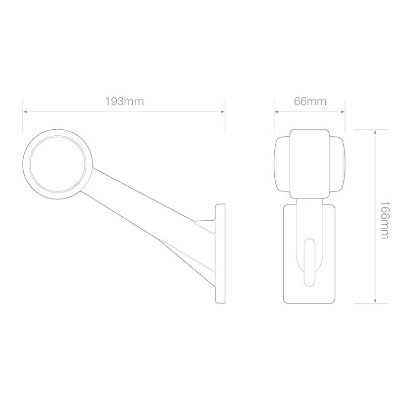 feu d'encombrement rouge/blanc droit câble 200 mm 12/24V