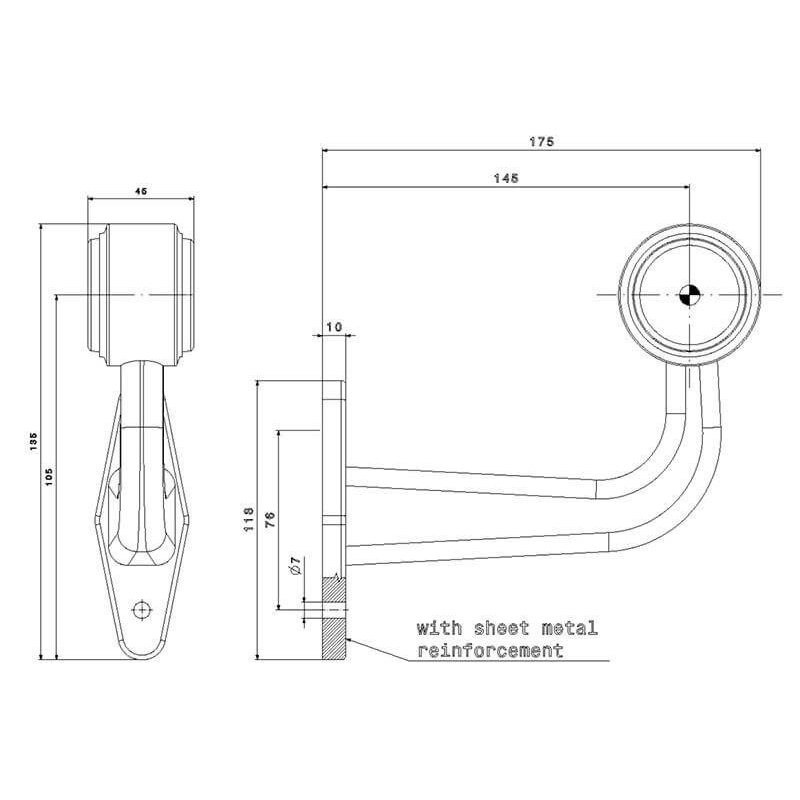 clearance light rood/wit right DC cable 200mm, 0,75mm² 12/24V