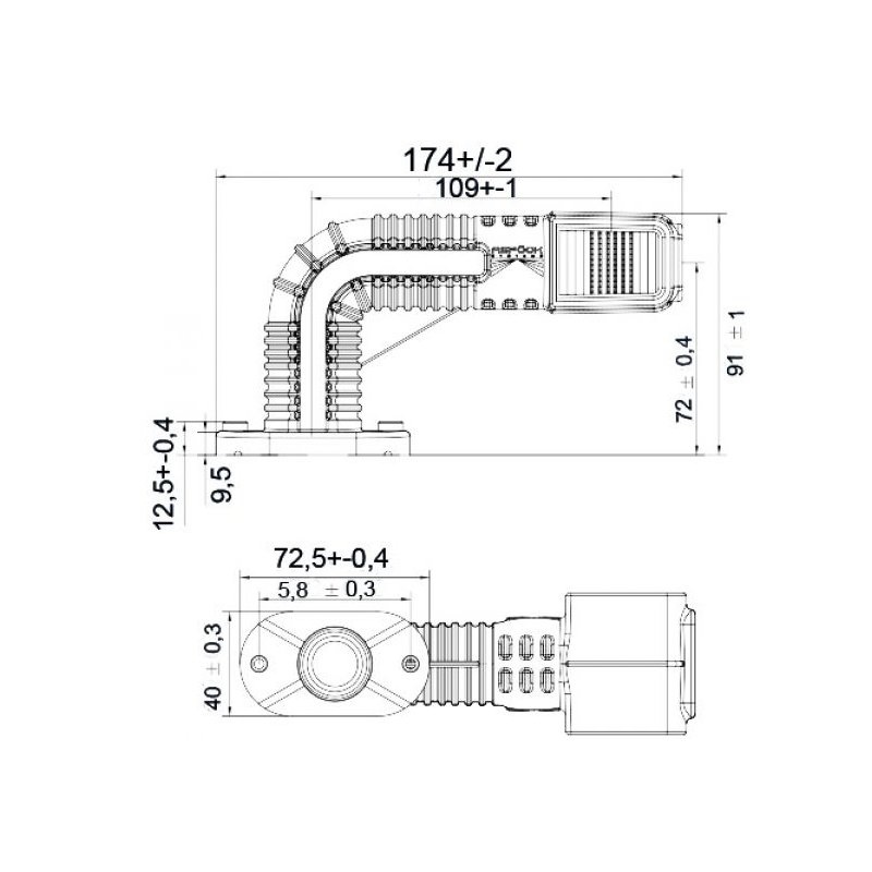 Umrissleuchte Superpoint IV, versie "Earpoint" LED, rot/weiß/orange links DC kabel 1000mm