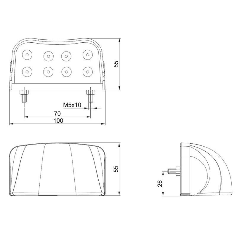 LED number plate light 12/24V Sliding connector white