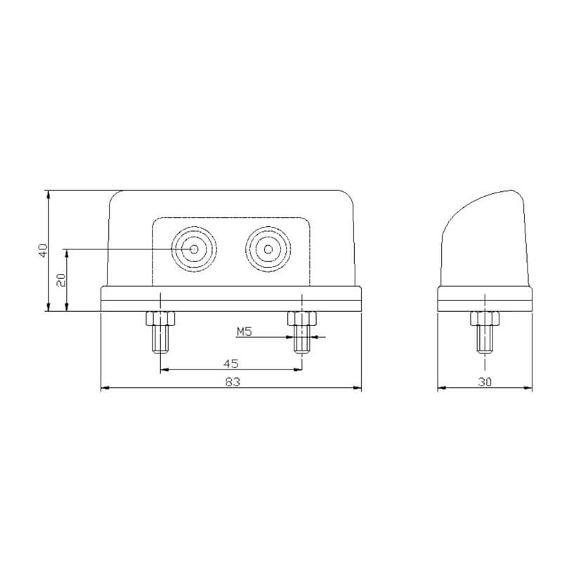 éclairage de plaque LED 12/24V DC câble 200mm, 0,75mm² blanc