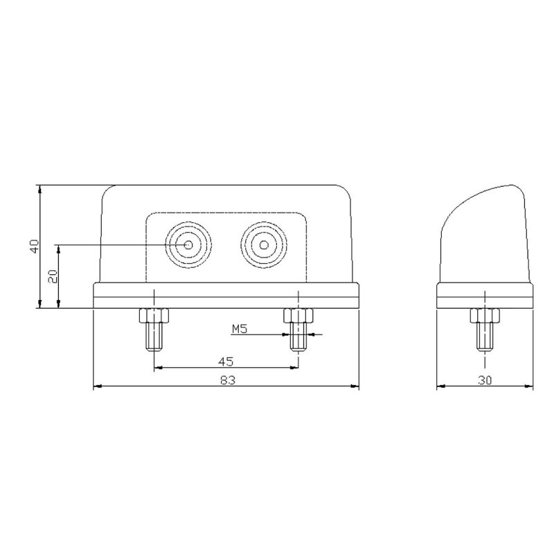 éclairage de plaque LED 12/24V P&R câble 200mm, 2x 1,5mm² blanc