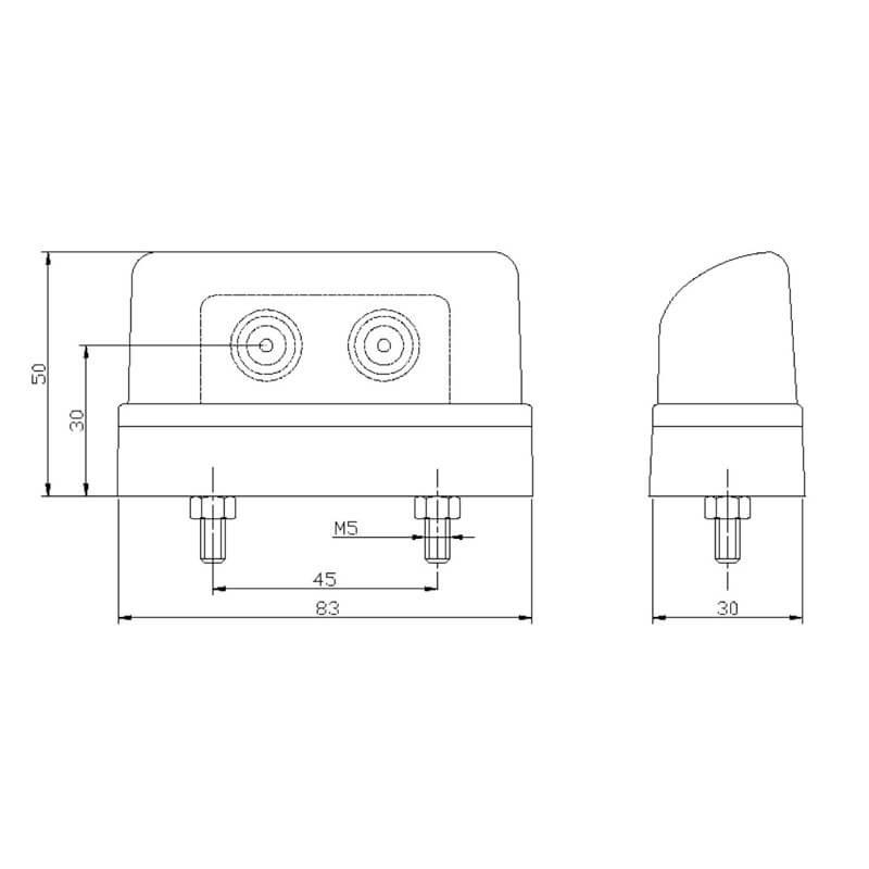 éclairage de plaque LED 12/24V DC câble 200mm, 0,75mm² blanc
