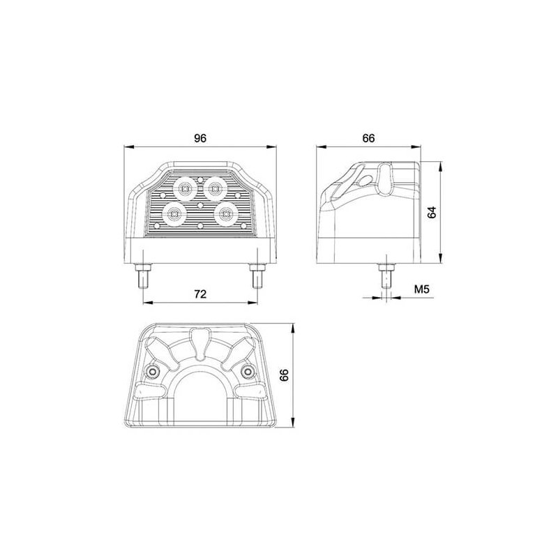 LED number plate light 12/24V P&R cable 200mm, 2x 1,5mm² white