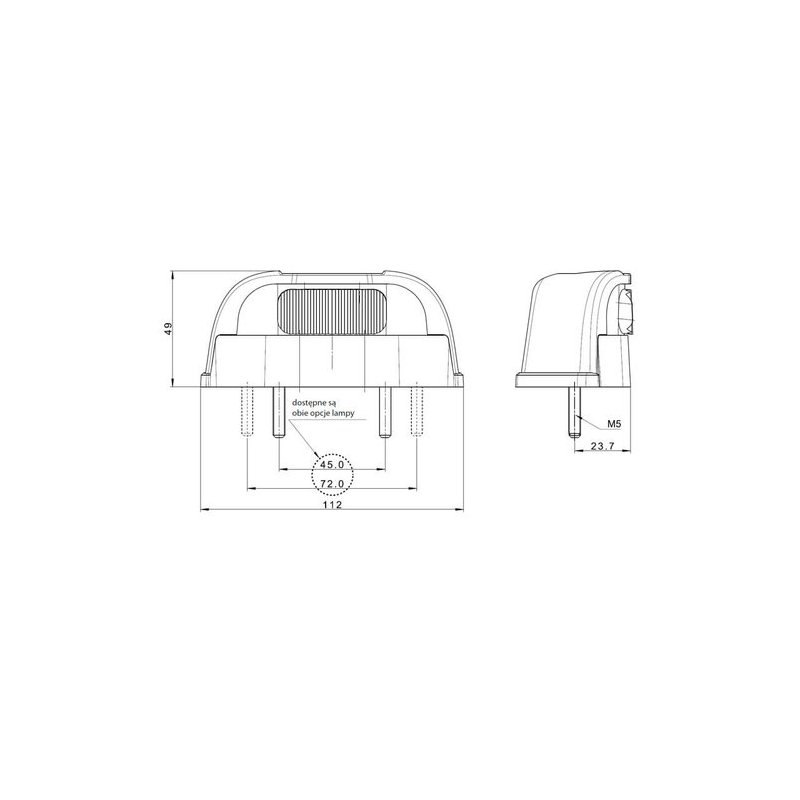 Kennzeichenleuchte LED 12/24V DC Kabel 500mm, 0,75mm²