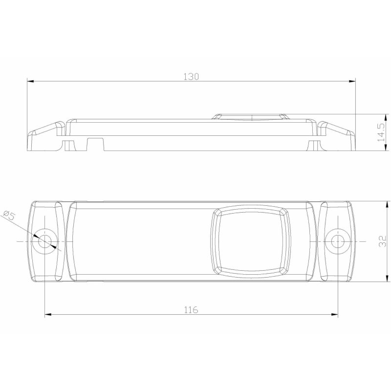side marker lamp 130 x 32 x 14,5mm 116mm orange DC cable 500 mm 12/24V