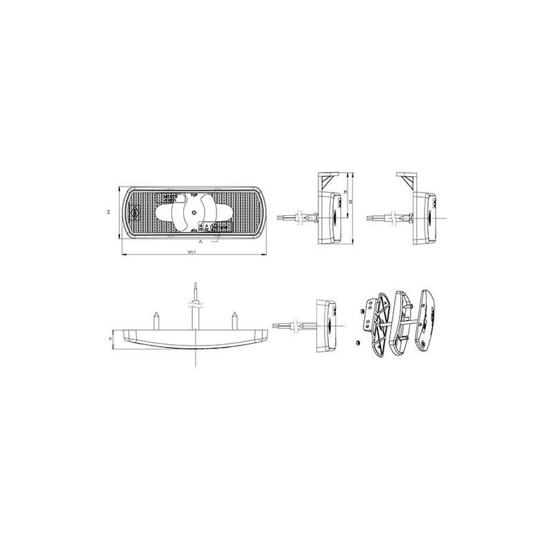 feu de position latéral cable 500mm 12/24V orange