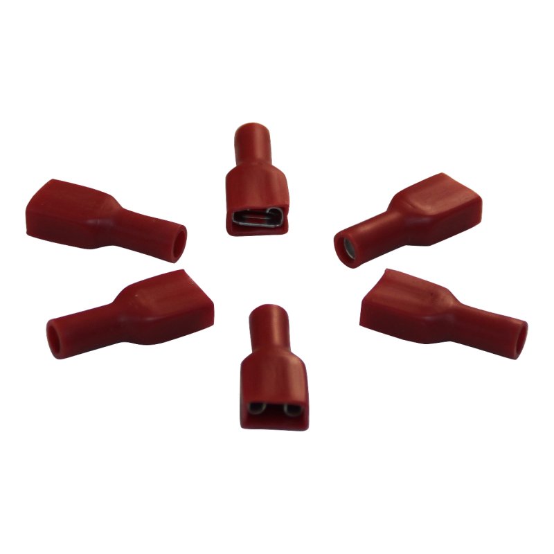 blade terminal sleeve, complete isolated for thread 0,5 – 1,5mm2 6,3x0,8,mm red