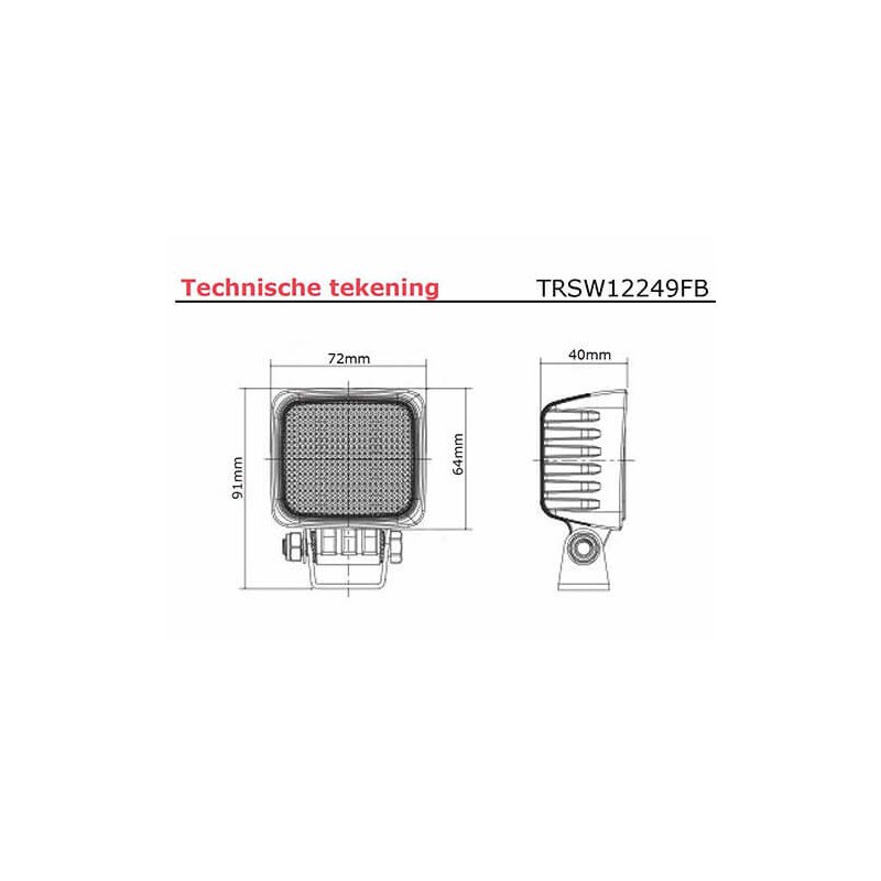 LED werklamp 40cm kabel 12-24V