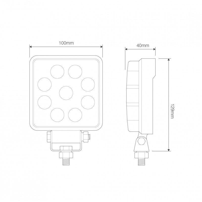lampe de travail 12/24V Connecteur AMP intégré 13,5 Watt blanc