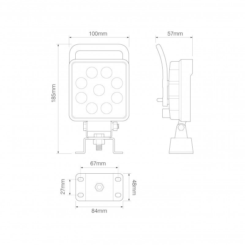 lampe de travail 12/24V Connecteur AMP intégré 13,5 Watt blanc