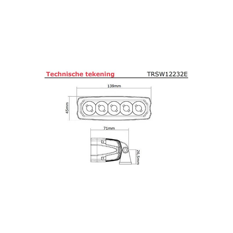 werklamp 9/36V 400mm kabel met Deutsch-connector 15 Watt wit