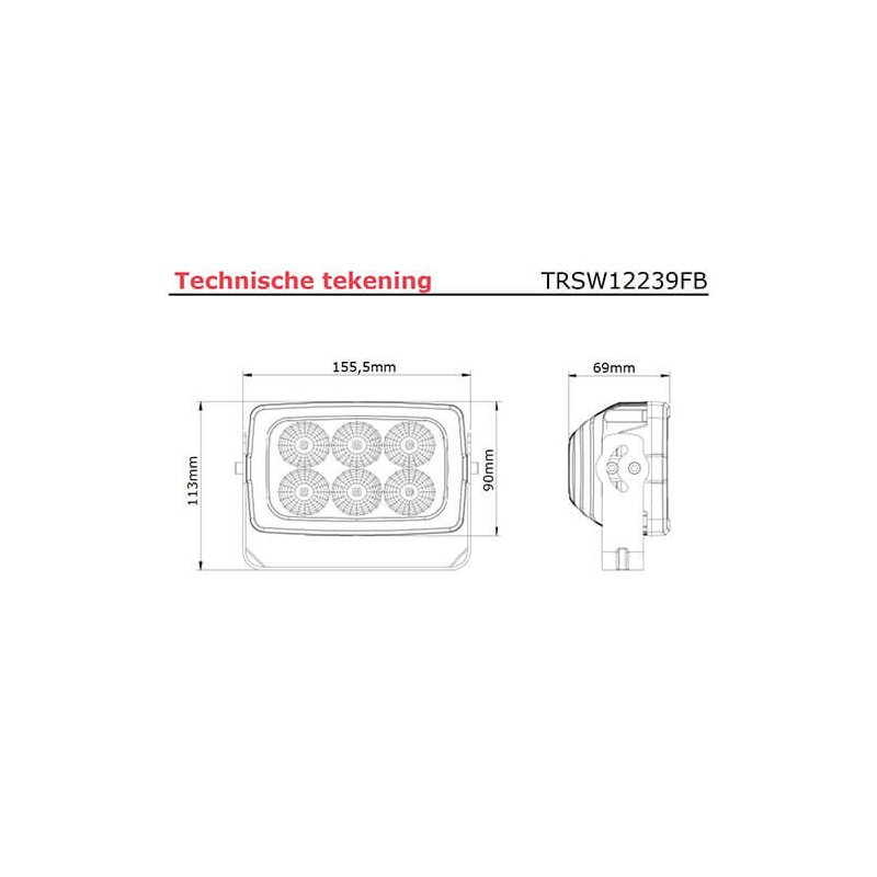 lampe de travail 9/36V 400mm câble avec connecteur Deutsch 30 Watt blanc