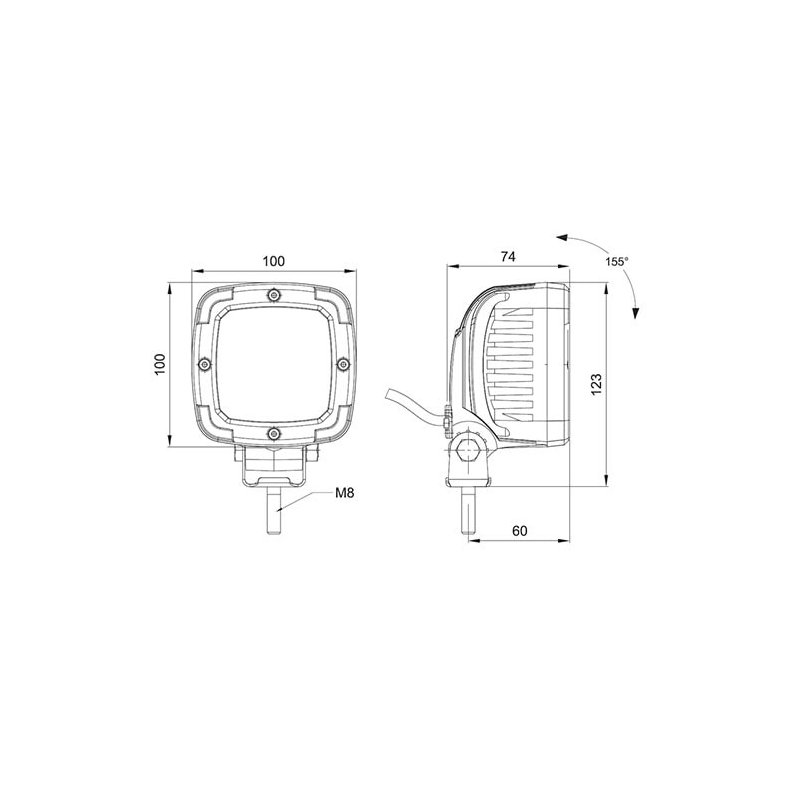 lampe de travail 12/55 V câble 1m 35 Watt blanc
