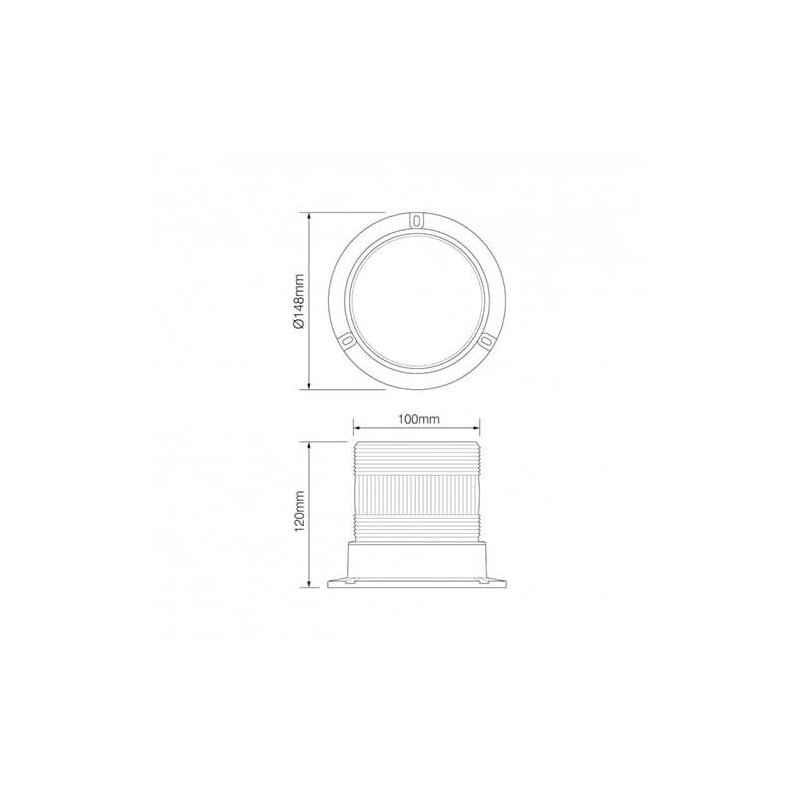 Gyrophare clignotante LED orange 9/30V 20cm câble 12x 3-Watt