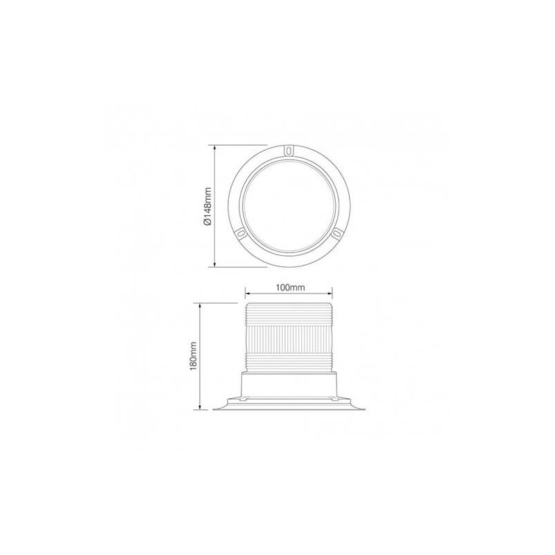 Gyrophare clignotante LED orange 9/30V Cordon spiralé avec allume cigare 8x 2watt LEDs