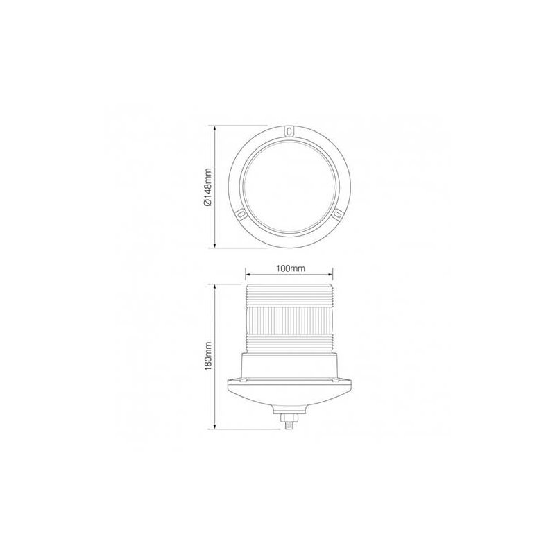 LED beacon/flash orange 9/30V Single bolt mounting 8x 2watt LEDs