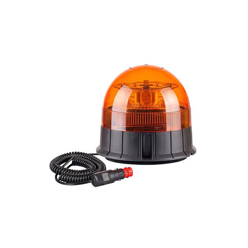 zwaailamp LED oranje magneetvoet 10/30V krulsnoer met sigarettenaansteker