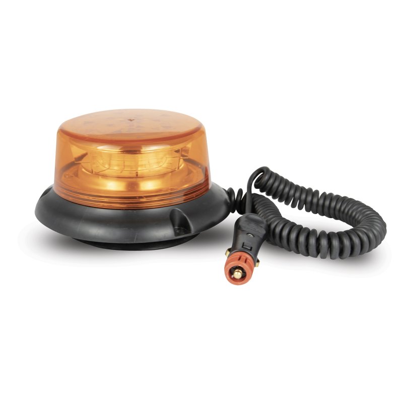 gyrophare LED 12-24V base magnétique 1800lm cordon spiralé avec allume cigare orange