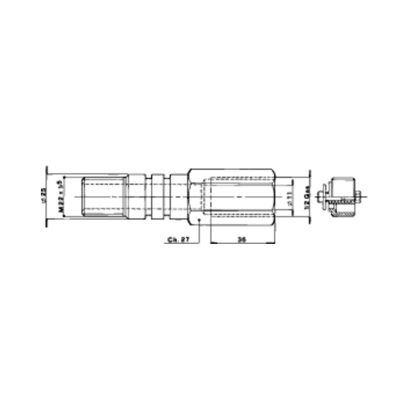 olie inlaat + slangbreukbeveiliging M22x1,5 + 1/2" GAS