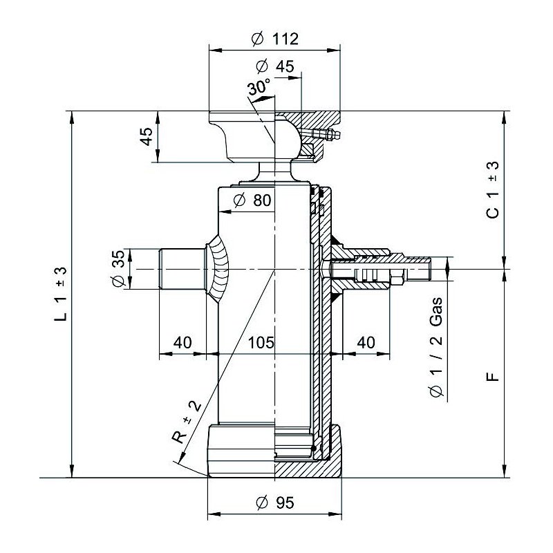 vérins téléscopiques 3,5ton course 695mm 2 expansions tête soudable