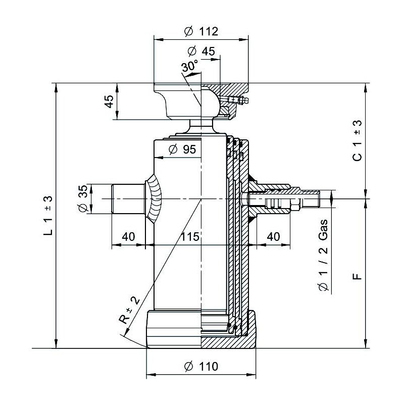 vérins téléscopiques 5ton moyeux 1283mm à 3 expansions tête soudable