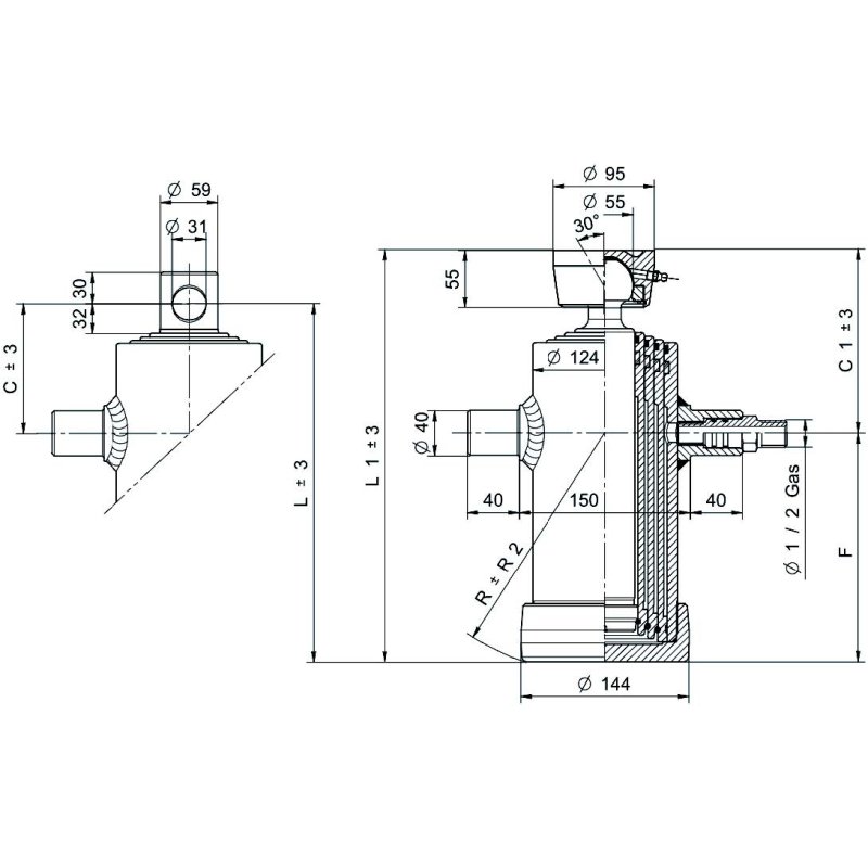 telescopic cylinder 10ton stroke 1190mm 4 stages welding pan