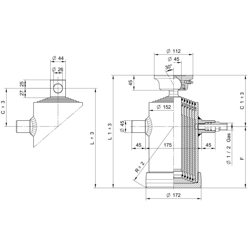 telescopic cylinder 9ton stroke 1480mm 6 stages screw pan