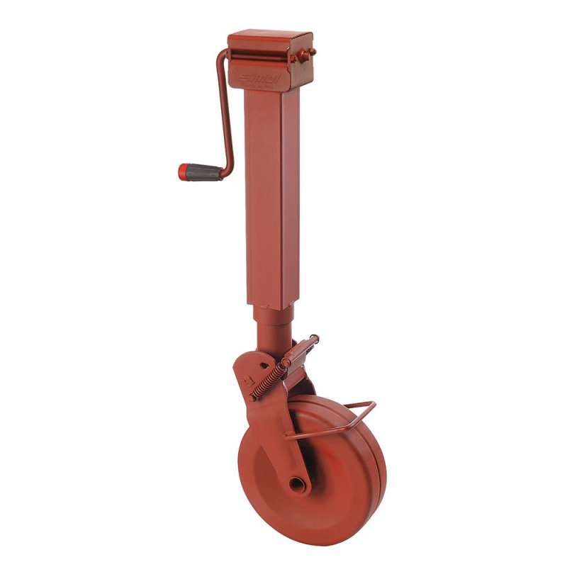 jockey wheel, with semi automatic turnover and spring locking ⧄80mm steel wheel minium coated