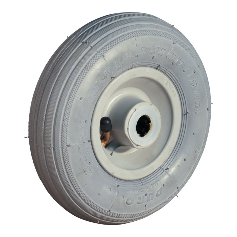 pneumatic tire wheel 200x50 1.25x3.8 (200x50 + 7 x 1 3/4) ET0 roller bearing Ø20 NL60mm plastic HF-207A silver grey 200mm roller