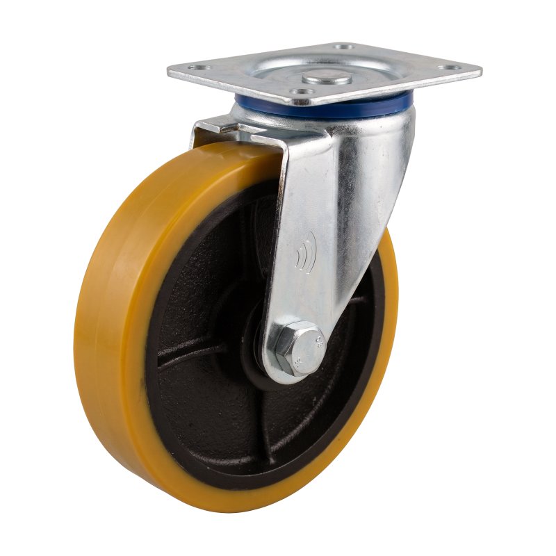 swivel castor with brake 250mm series 28 ᠆ 12 plate mounting ball bearing