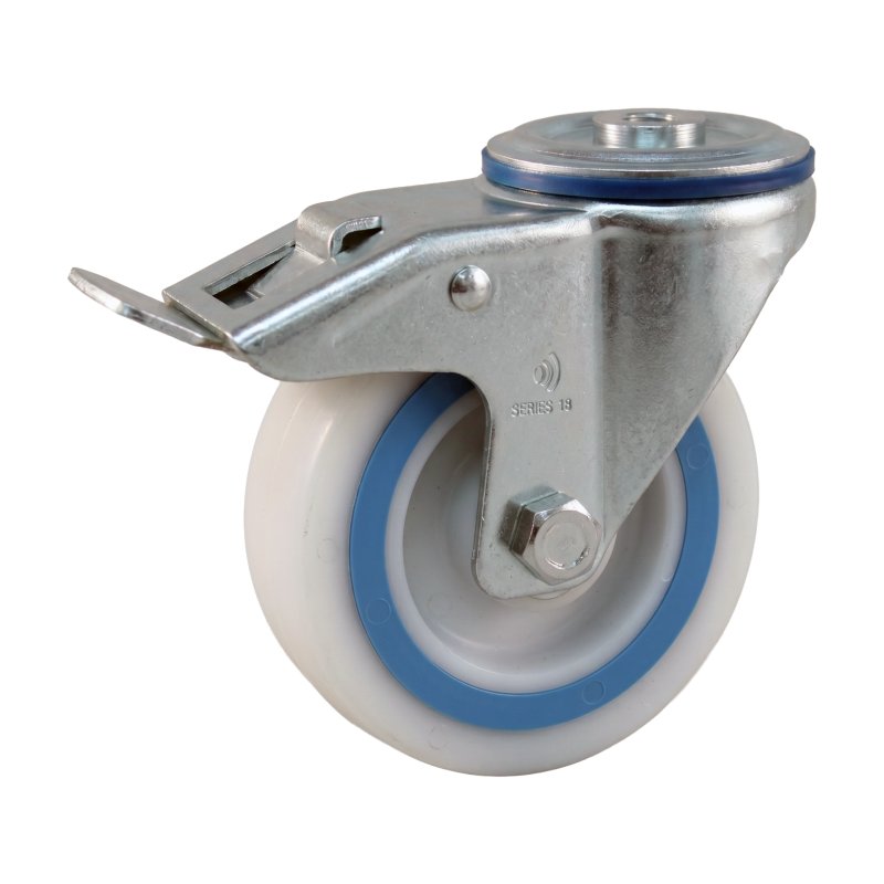 Lenkrolle mit Feststeller 125mm Serie 09 ᠆ 15 Rückenloch Kugellager