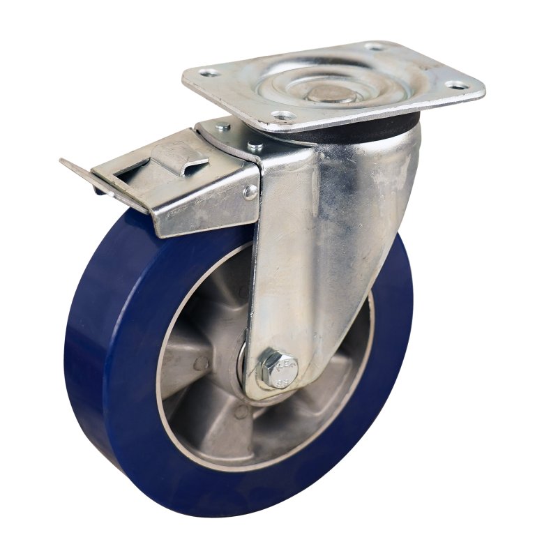 swivel castor with brake 200mm series 03 ᠆ 16 plate mounting ball bearing