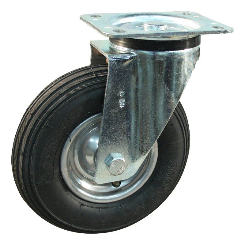 swivel castor 200x50 1.25x3.8 (200x50) ET0 NL60mm steel V-5501 silver grey 200mm 11 plate mounting roller bearing