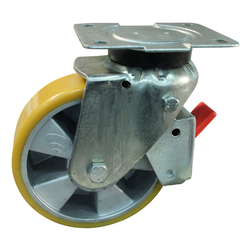 Lenkrolle mit Feststeller 125mm Serie 29 ᠆ 14 Plattenbefestigung Kugellager