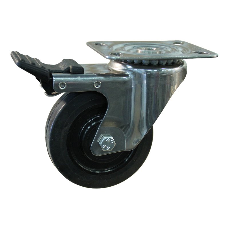 zwenkwiel geremd 100mm serie 16 ᠆ 29 plaatbevestiging kogellager