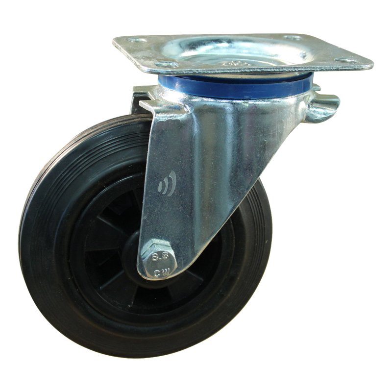 swivel castor 160mm series 01 ᠆ 12 plaatbevestiging met uitsparing richtingvastzetter plain bore