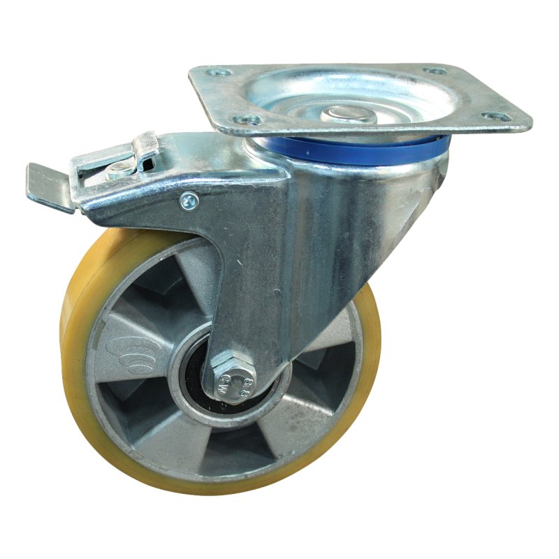zwenkwiel geremd 100mm serie 29 ᠆ 12 plaatbevestiging kogellager