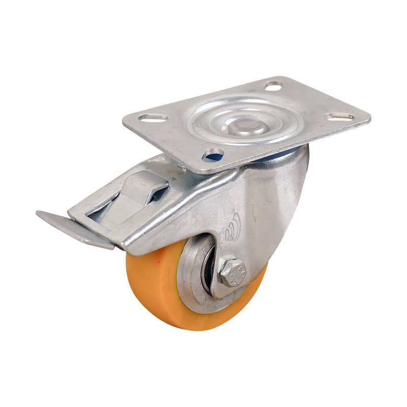 swivel castor with brake 80mm series 29 ᠆ 12 plate mounting ball bearing