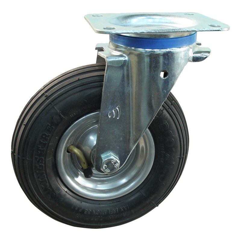 swivel castor 200x50 1.25x3.8 (200x50) ET0 NL60mm steel V-5501 silver grey 200mm 12 plaatbevestiging met uitsparing richtingvas