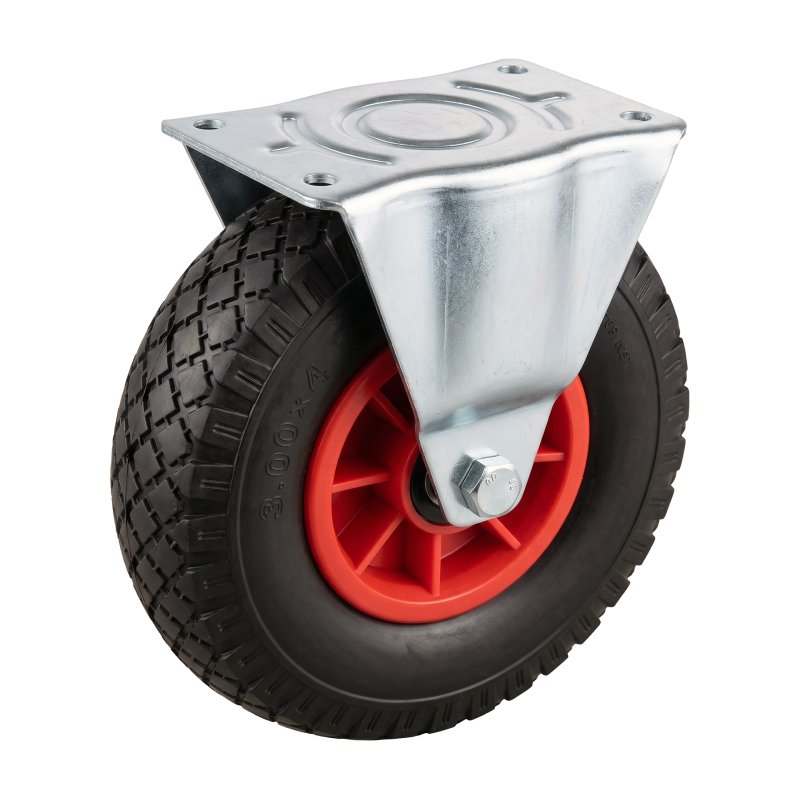 fixed castor + roller bearing Ø20 NL75mm plastic red 3.00x4 block 2.10X4 12 plate mounting roller bearing