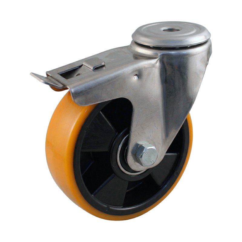 swivel castor with brake 160mm series 27 ᠆ 30 bolt hole Stainless steel ball bearing