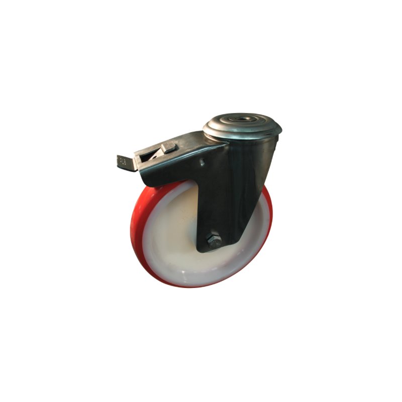 swivel castor with brake 200mm series 27 ᠆ 30 bolt hole Stainless steel ball bearing